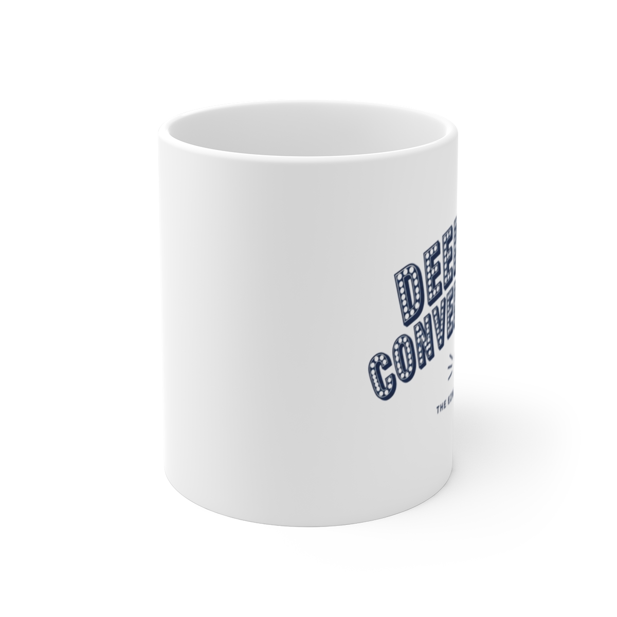 The Ezra Klein Show "Deep Dive Conversations" White Mug - alternate angle 1, merchandise
